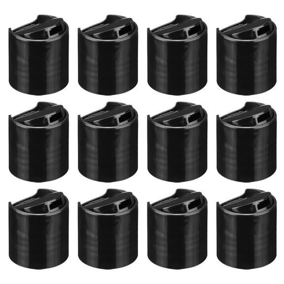 Uxcell 28/410 PP Plastic Disc Top Caps Press Cap, 12Pcs Durable Replacement Caps, Black