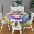 thumbnail image 2 of Colorful Tie Dye Spiral Pattern Round Tablecloth 60"x60",Wrinkle Wipeable Table Cloth for Kitchen Dining Room Picnic Patio Party, 2 of 6
