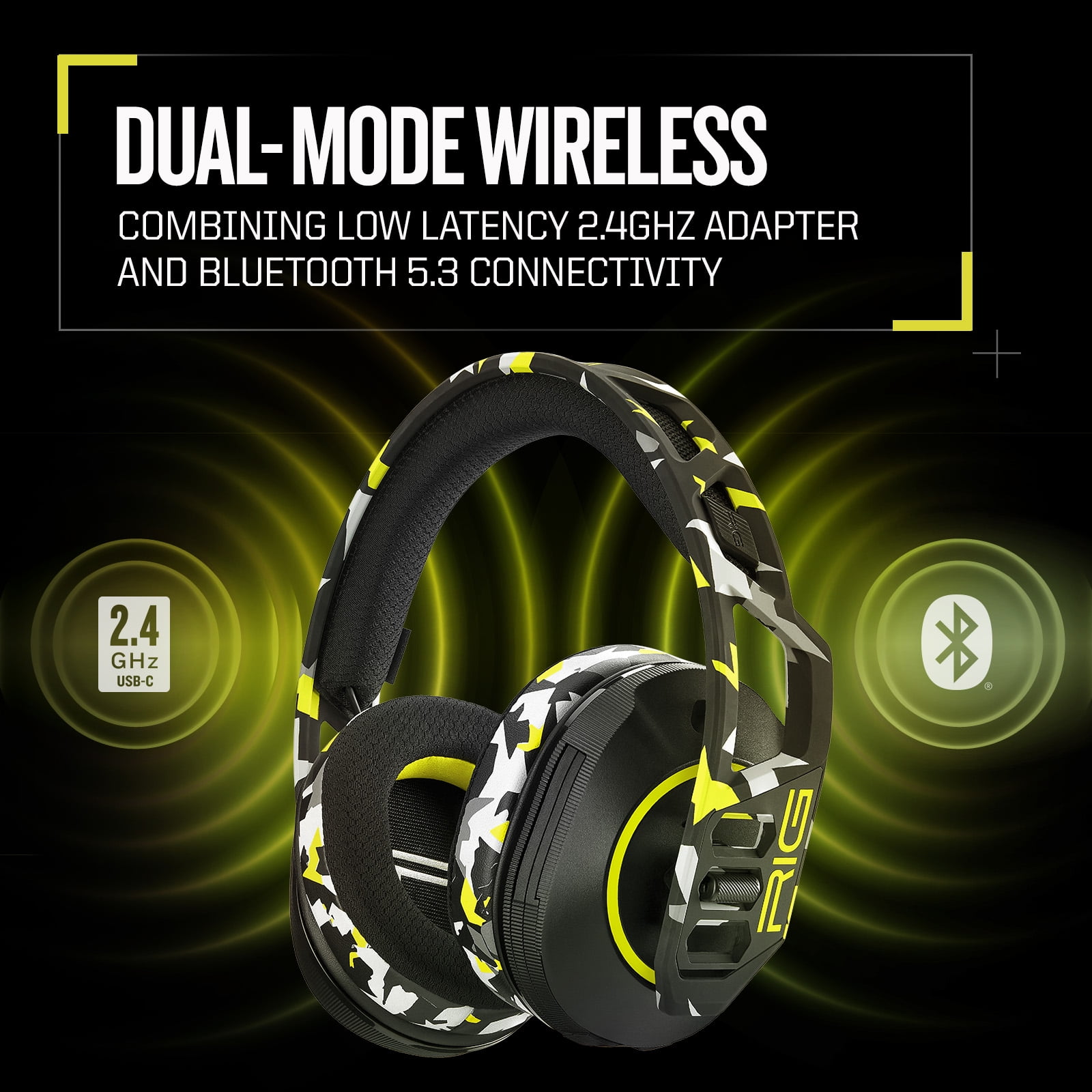 RIG 600 PRO HS Dual Wireless Gaming Headset with Bluetooth for PlayStation PS5, PS4, Switch, and PC - Acid Camo