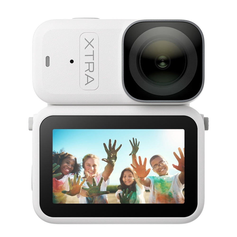 Xtra Atto Wearable POV Action Camera, 54g Mini Vlog Camera with Magnetic Mount, 4K/60fps 1/1.3" Sensor, 128GB Built-in Storage, 220-Min Battery Vision Dock, Hands-Free Video Camera, White