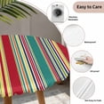 thumbnail image 6 of Colorful Striped Fitted Tablecloth with Elastic Edged, Round Table Cloth for Dining Table, Boho Rainbow Abstract Vertical Lines Waterproof Oil Proof Table Cover for Indoor Outdoor 55"-60", 6 of 8