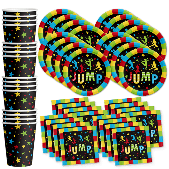 Jump! Bounce House Birthday Party Supplies Set Plates Napkins Cups Tableware Kit for 16