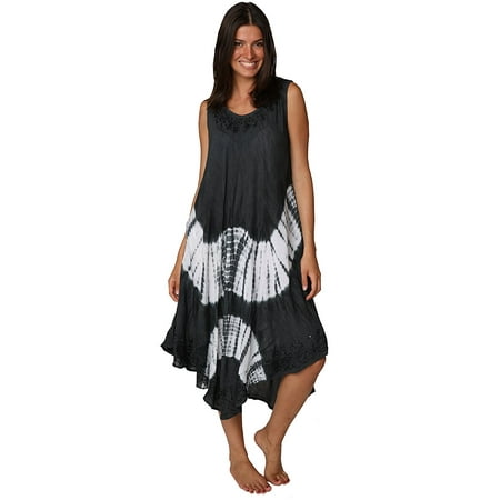 - Ingear Sleeveless Sequin Handkerchief Embroidery Kaftan Umbrella Dress Cover Up