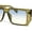 Green - Blue Yellow, variant on Flat Top Angular Geometric Rectangle Luxury Fashion Sunglasses Beige - Black