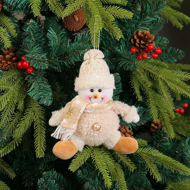 Adorno de muñeca colgante de Navidad | Figura de pelusa multicolor 6" | Decoración de la casa navideña, colgante con temática blanca, tela suave, regalable, accesorio festivo