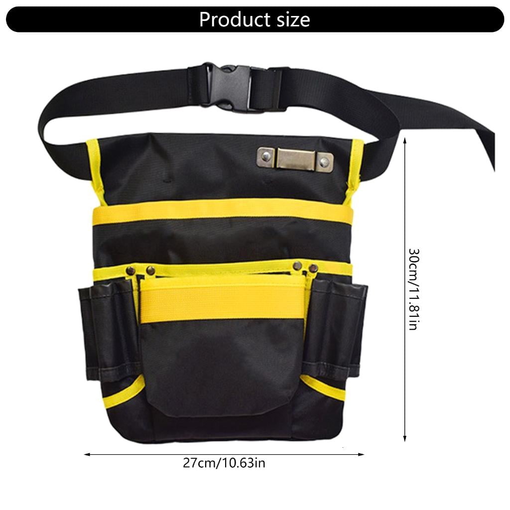 CEORPER Waterproof Canvas Tool Belt Pouch Multi Pockets Tool Waist Pack Bag for Electricians with Ergonomic Waist Belt Designs