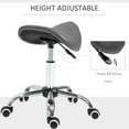 thumbnail image 3 of Tabouret de Selle Réglable Hydraulique Roulant Tabouret de Salon de Beauté Ergonomique en Cuir PU Rond Gris, 3 of 6