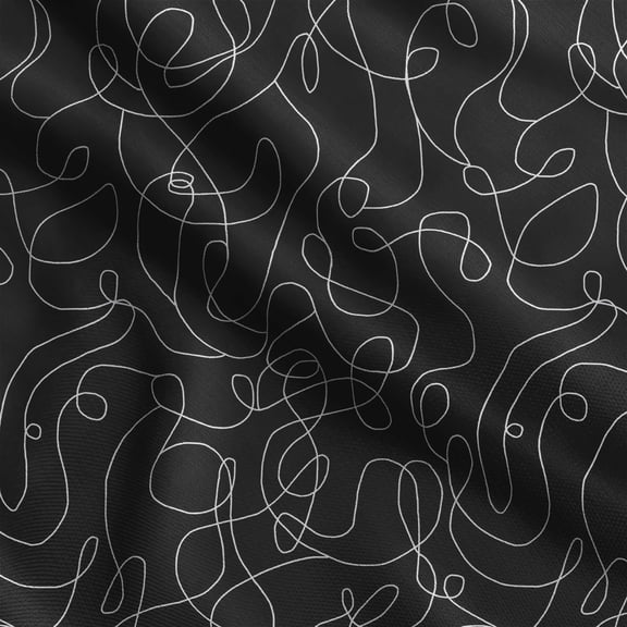Soimoi Abstract Print, Silk Fabric, Decor Sewing Fabric by The Yard 42 Inch Wide,Decorative Fabric for Shirts Suits Ties, Black