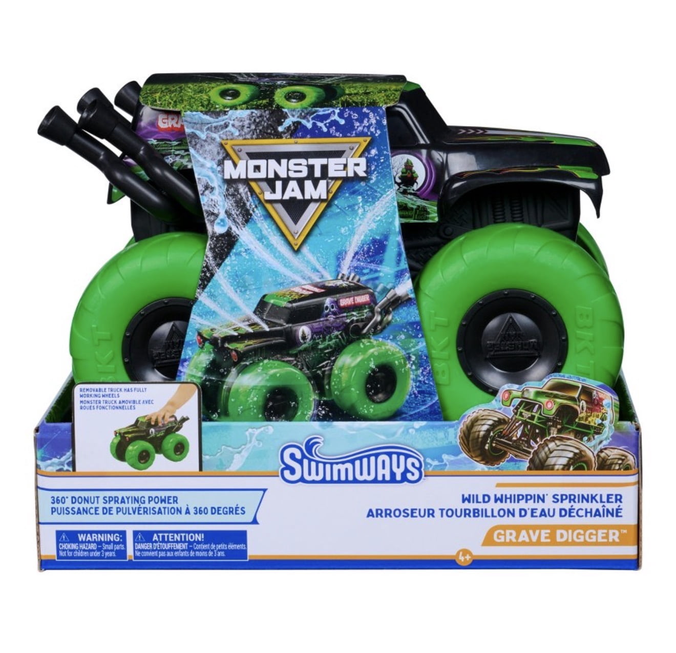 SWIMWAYS GRAVE DIGGER MONSTER JAM WILD WHIPPIN’ SPRINKLER AND WAVE SPRAYER VIRAL