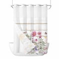 thumbnail image 4 of No Hook Shower Curtain Set with Snap in Liner, Watercolor Flower Butterfly on Wood Barn Waterproof Bathroom Curtain with See Through Top Window, Colorful Floral Double Shower Curtains for Bathtub, 4 of 9