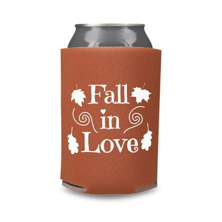 

Fall Wedding Can Coolers Fall In Love Coolie Wedding Party Gift and Souvenir Couple Beer Hugger (Rust)