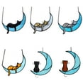 thumbnail image 6 of Cat in Moon Black Tabby Cat Decor on Blue Moon Stained Glass Window Hangings Cat Memorial Gifts for Cat Lovers,Cat Suncatcher Pet Ornament Funny Cat Themed Gifts for Girls,Mom or Women, 6 of 6