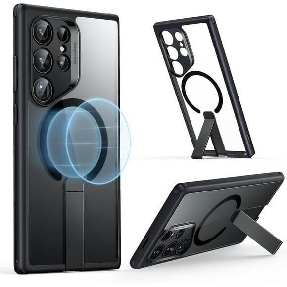 Samsung Galaxy S24 Ultra Case - MagSafe Compatible Magnetic Case - 3 Stand Modes, Drop Protection, and Boost Kickstand - Black