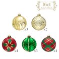 thumbnail image 4 of Valery Madelyn 16ct 3.15" Christmas Ornaments, Red Green Gold Christmas Balls Ornaments for Party Decor, 4 of 7