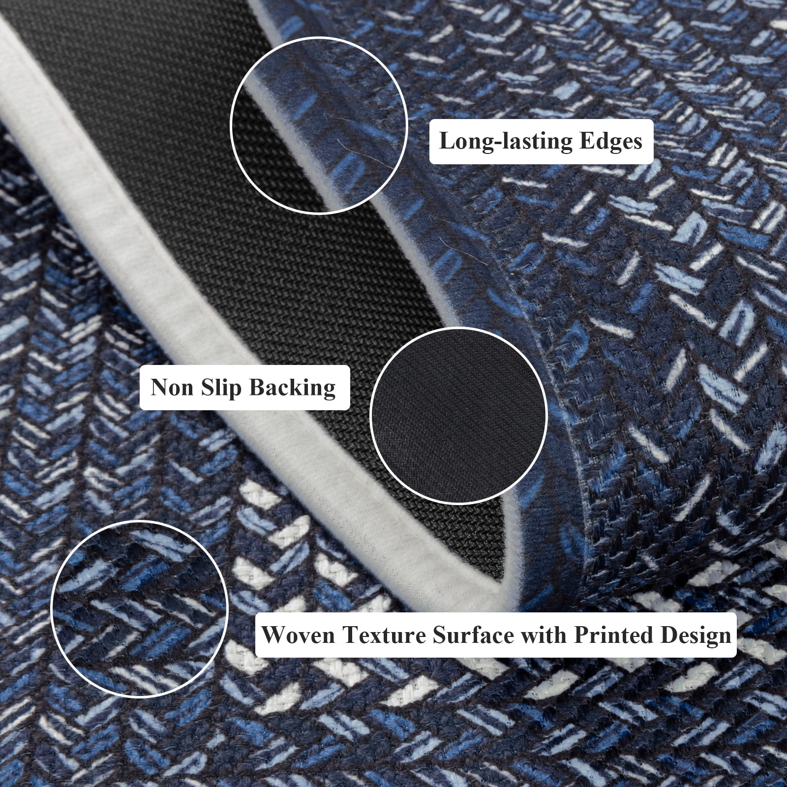 Enyhom Front Door Mat 24" x 36" Heavy Duty Durable Welcome Mat for Outdoor Indoor, Dirt Trapper Doormat ,Blue
