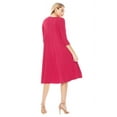 thumbnail image 3 of Women's Loose Fit 3/4 Sleeve Round Neck Jersey Knit A-Line Solid Midi Dress, 3 of 4