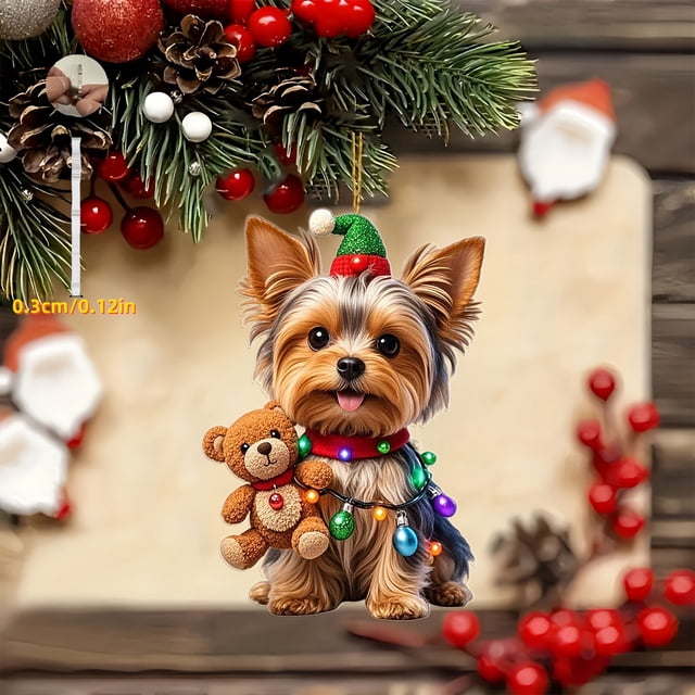 Colgantes Decorativos Acrílicos 2D de La Serie Animales Navideños | Adornos Multicolor para El Retrovisor Del Coche | 8X7Cm | Decoraciones Festivas