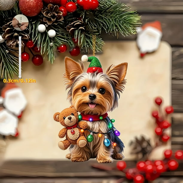 Colgantes Decorativos de Acrílico 2D con Animales Navideños para Espejo Retrovisor de Coche, Ideales para Decoraciones Navideñas.