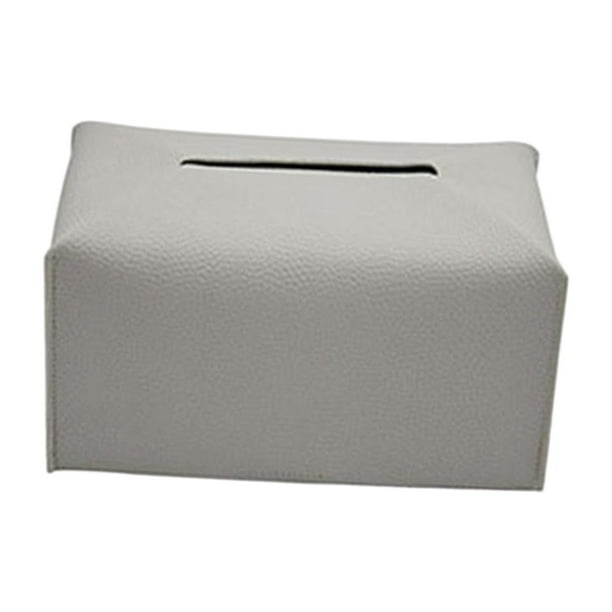Caja de pañuelos de cuero PU, de servilletas, caja de almacenamiento, servilletero de escritorio para tocador, encimera, hogar, sala de Gris Baoblaze Contenedor de servilletas
