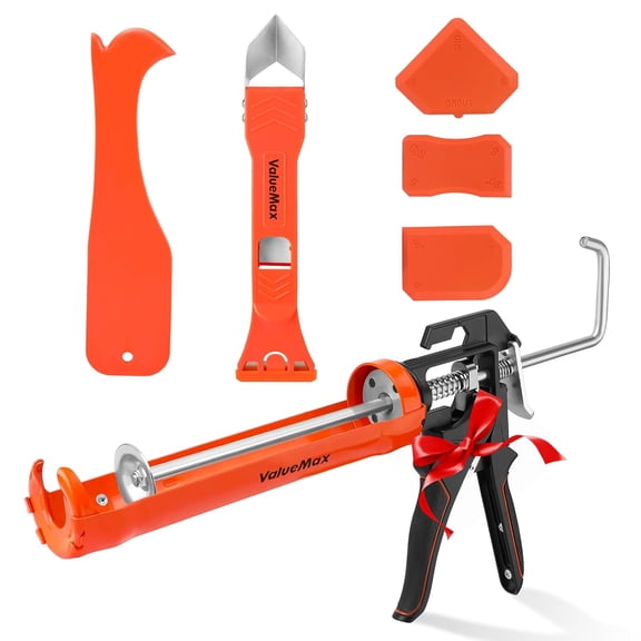 Caulk Gun and Caulk Scraper Kit, 10 OZ Silicone Caulking Gun and Remover Tool, 3 in 1 Sealant Finishing Grout Scraper for Bathroom Kitchen Sink Joint, All in One Caulking Tools