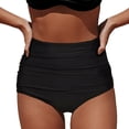 thumbnail image 2 of Hkoxplj Women's High Waisted Ruched Tummy Control Bikini Bottoms Retro Full Coverage Swim Bottom Bathing Suit Shorts Quick Dry Stretchy Vintage Swimsuit Bottoms for Beach Pool Solid Colors, 2 of 5