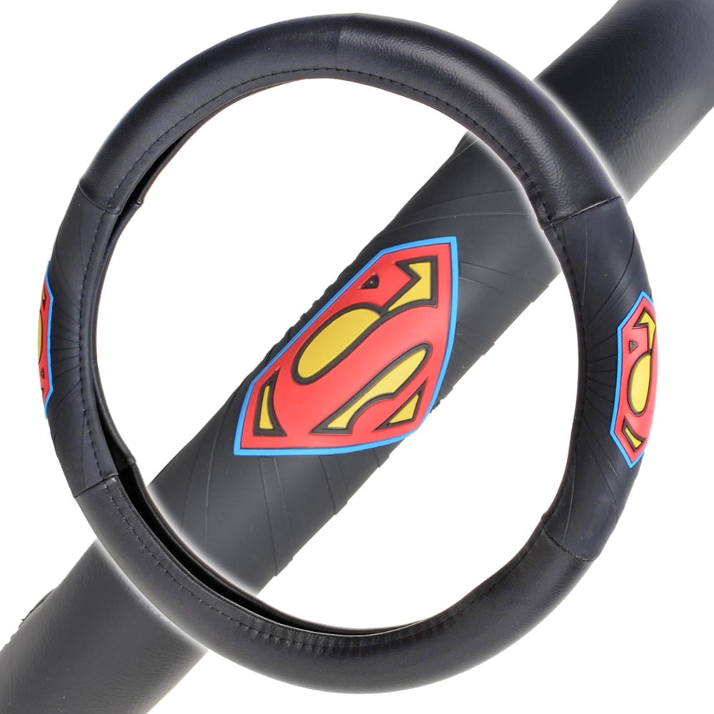 Superman Car Steering Wheel Cover - Comfort Grip Superhero Car Accessories, Universal Fit for Steering Wheels Between 14.5"-15.5"