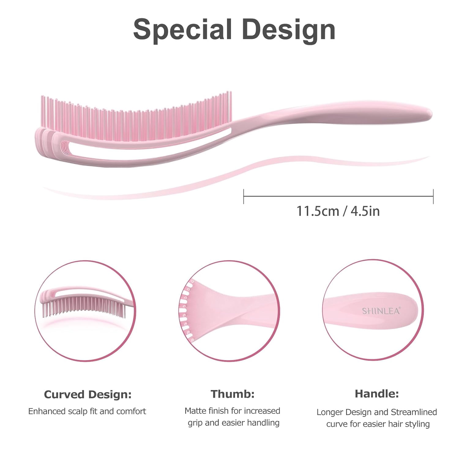 General Detangler Brush for Curly Hair, Hairbrush for Wet Dry Thick Thin, Easily Comb Through Curl Hair and Reduces Breakage, Curly Brush for Women Men Kid (Pink)