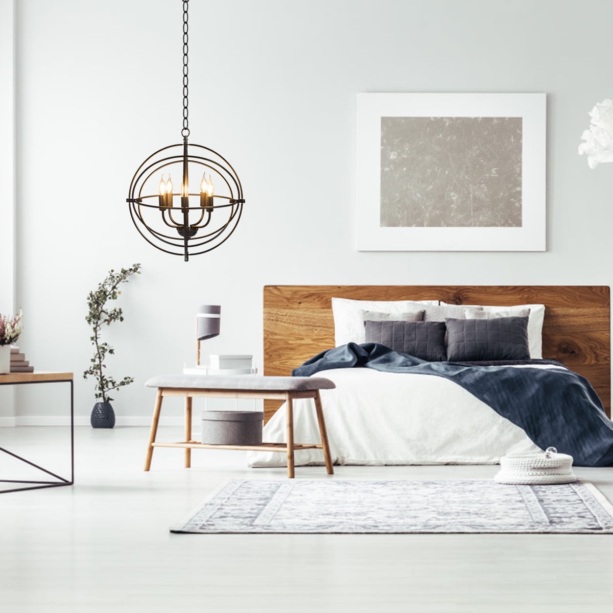 Giantex Rustic 5 Light Pendant Light, Ceiling Hanging Light Fixture