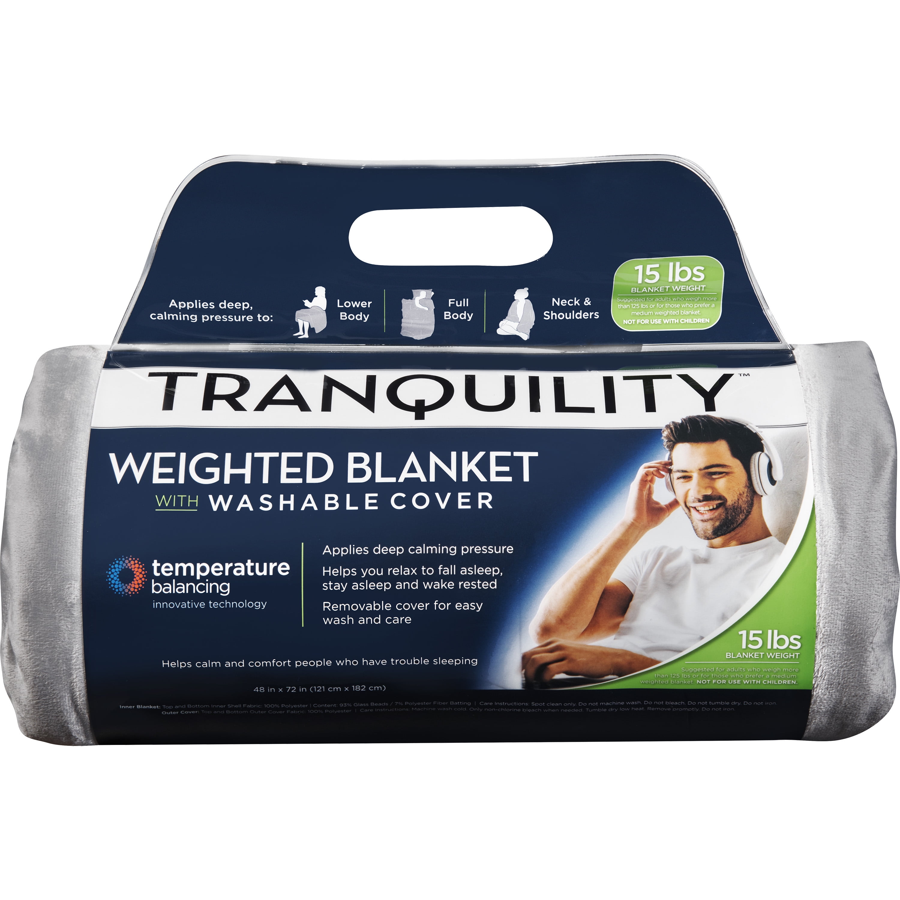 Tranquility Weighted Blanket 15lb, with Washable Cover - Temperature