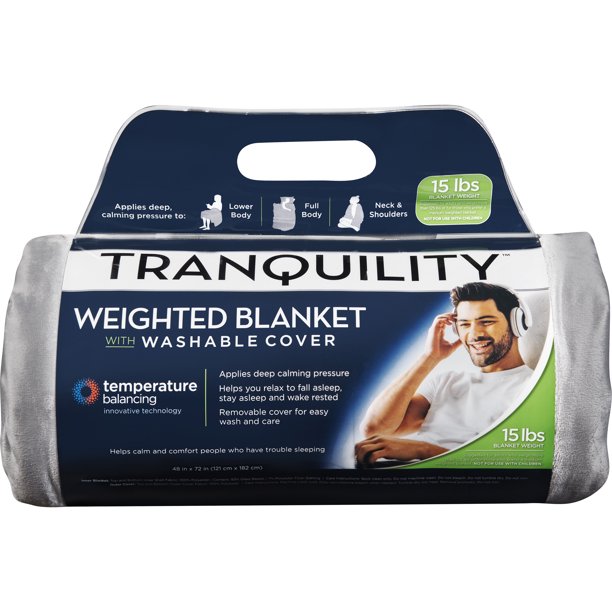 Tranquility Weighted Blanket 15lb With Washable Cover Temperature Balancing Walmart Com Walmart Com