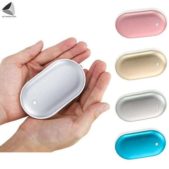 PULLIMORE USB Rechargeable Pocket Hand Warmer Portable Power Bank Electric (Silver)