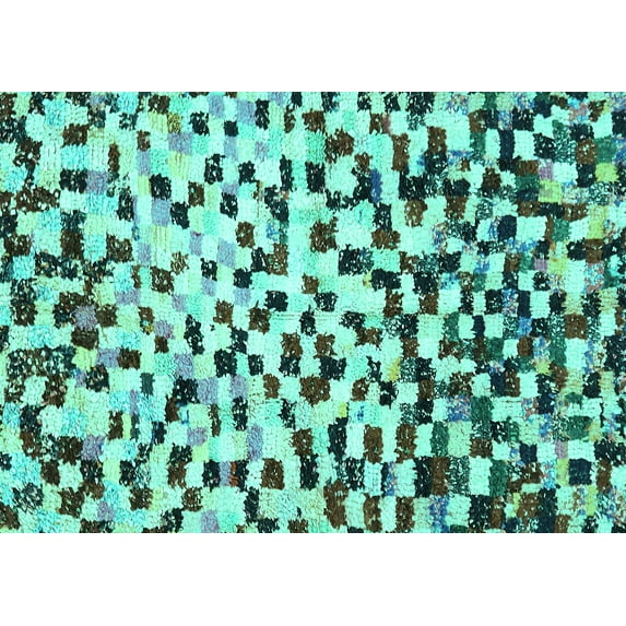 Ahgly Company Machine Washable Indoor Rectangle Abstract Turquoise Blue Modern Area Rugs, 2' x 4'