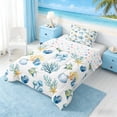 thumbnail image 2 of Manfei Fish Coral Seashell Starfish Twin Comforter Sets for Kids Boys and Girls, Watercolor Marine Life Bedding Set, Stars Reversible 2-Piece, 1 Comforter and 1 Pillowcase, 2 of 6