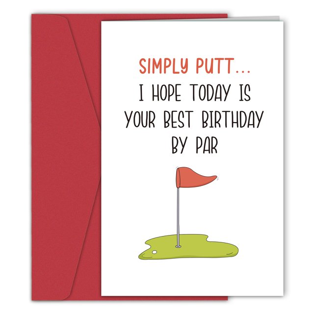 Tarjeta de cumpleaños divertida de golf Qiyepbro 20,5 x 13,6 cm