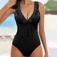 thumbnail image 2 of Cathalem Plus Size One Piece Swimsuits Ruched Tummy Control Bathing Suit Front Crisscross Back Self Tie,Black S, 2 of 5