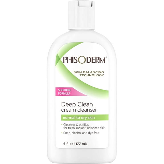 pHisoderm Deep Clean Cream Cleanser for Normal to Dry Skin, 6 fl oz Bottle (Pack of 6)