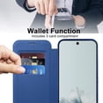 thumbnail image 2 of KOMI Premium PU Leather Wallet Flip Case for Google Pixel 9A - Business Classic Solid Color, Magnetic TPU Shell, Wireless Charging Dark Blue, 2 of 5