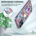 thumbnail image 4 of Casetego for iPhone 14 Pro Case with [2 Tempered Glass Screen Protector+360° Rotatable Ring Holder] Clear Floral Glitter Shockproof Kickstand Slim for Women Girls Phone Cover,Pink Flower, 4 of 9