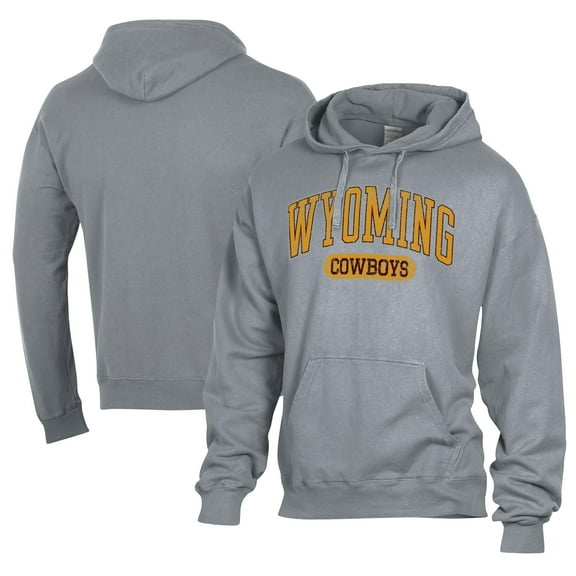 Men's Comfort Wash  Gray Wyoming Cowboys Lightweight Fleece Pullover Hoodie