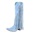 thumbnail image 1 of Bottes Longues à Franges Rivets Rétro Bottes Western Cowboy Femmes 2023 Vintage Talons Épais Décontractées à Enfiler Chaussures Féminines, 1 of 5
