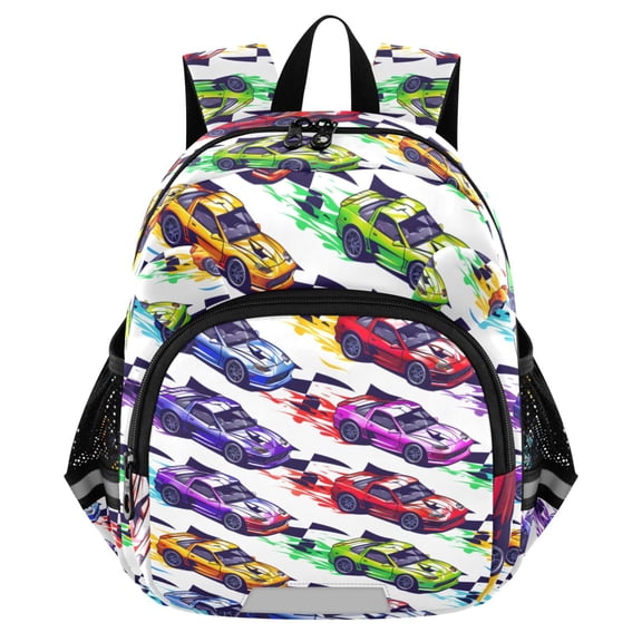 ALAZA Cartoon Race Cars Mini Backpack School Bookbag Age 3-7 Medium