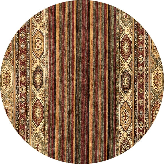 Ahgly Company Indoor Round Abstract Brown Modern Area Rugs, 8' Round