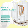 thumbnail image 5 of SDJPOI Clothes Rack with Sturdy Wooden Base, Gold Wooden Coat Rack with 2 Shelves & 5 Hooks, Heavy Duty Coat Hanger Stand for Entryway, Bedroom, Office, 5 of 9