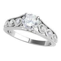 Mauli Jewels Engagement Rings for Women 0.50 Carat Halo Diamond Wedding Engagement Ring Crafted 4 Prong 14k Solid White Gold