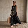 thumbnail image 3 of Jiueut Sun Moon Star Print Women Summer Casual Maxi Dress Sleeveless Long Dress with Pockets, Lightweight Linen Look Breathable Flowy Sundress for Beach Wear, L, 3 of 7