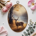 thumbnail image 7 of Canvas Wall Art Yellow Animal Vintage Wildlife Rustic Landscape Deer Autumn Leaves Oval Framed Canvas Prints Hunting Theme Wall Hanging Decor for Cabin Lodge 8.6"x11.4", 7 of 7