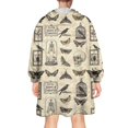 thumbnail image 2 of Wearable Oversized Blanket,Beige Gothic Skull Butterfly Birdcage Pattern Wearable Blanket Hoodie for Adults,Cozy Hooded Blankets with Super Pockets,Super Warm Fuzzy Pullover for Women & Men, 2 of 6
