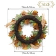 thumbnail image 6 of Valery Madelyn 24 inches Pre-Lit Fall Wreath Lighted White Green Thanksgiving Wreath with Pumpkin & Bow for Front Door Fireplace, 6 of 8