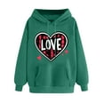 thumbnail image 3 of YOIAVAIOY Valentine Gift Graphic Hoodie for Women Printed Drop Shoulder Hooded Fleece Sweatshirt Winter Warm Casual Cute Pullover Army Green S, 3 of 6