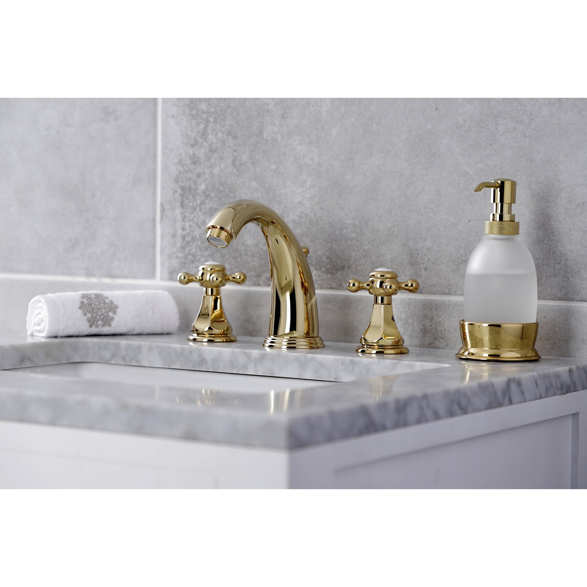 Kingston Brass KB4982BX Metropolitan Widespread Bathroom Faucet with Pop-Up Drain, Polished Brass
